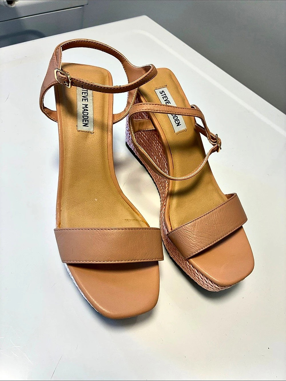 Steve Madden Pinky Platform Rope Wedge Sandal Brown & Pink size 7.5